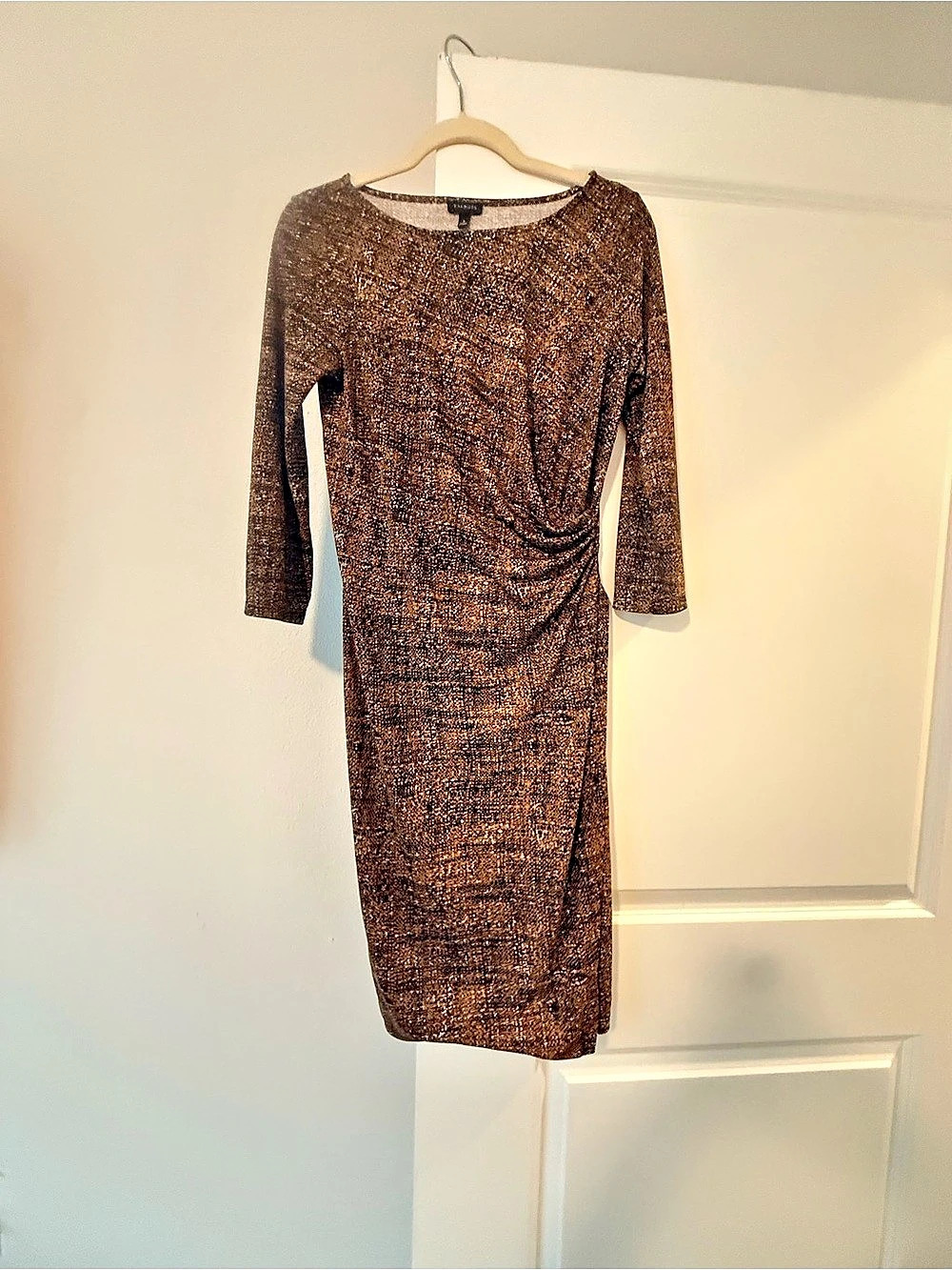 Talbots Animal Print Ruched Midi Dress Size Small